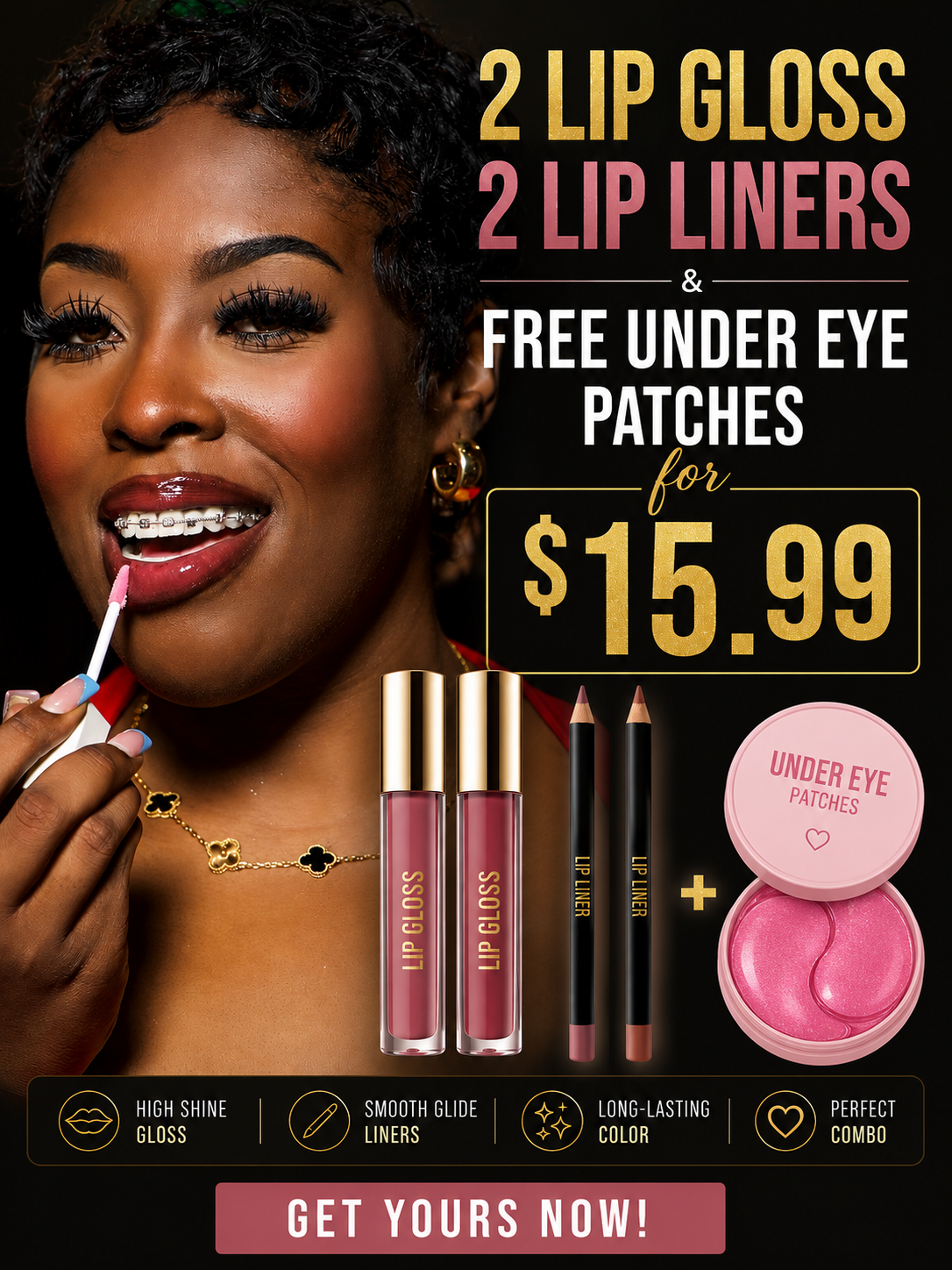 2 Pcs Lip Gloss & Lip Liner combo deal